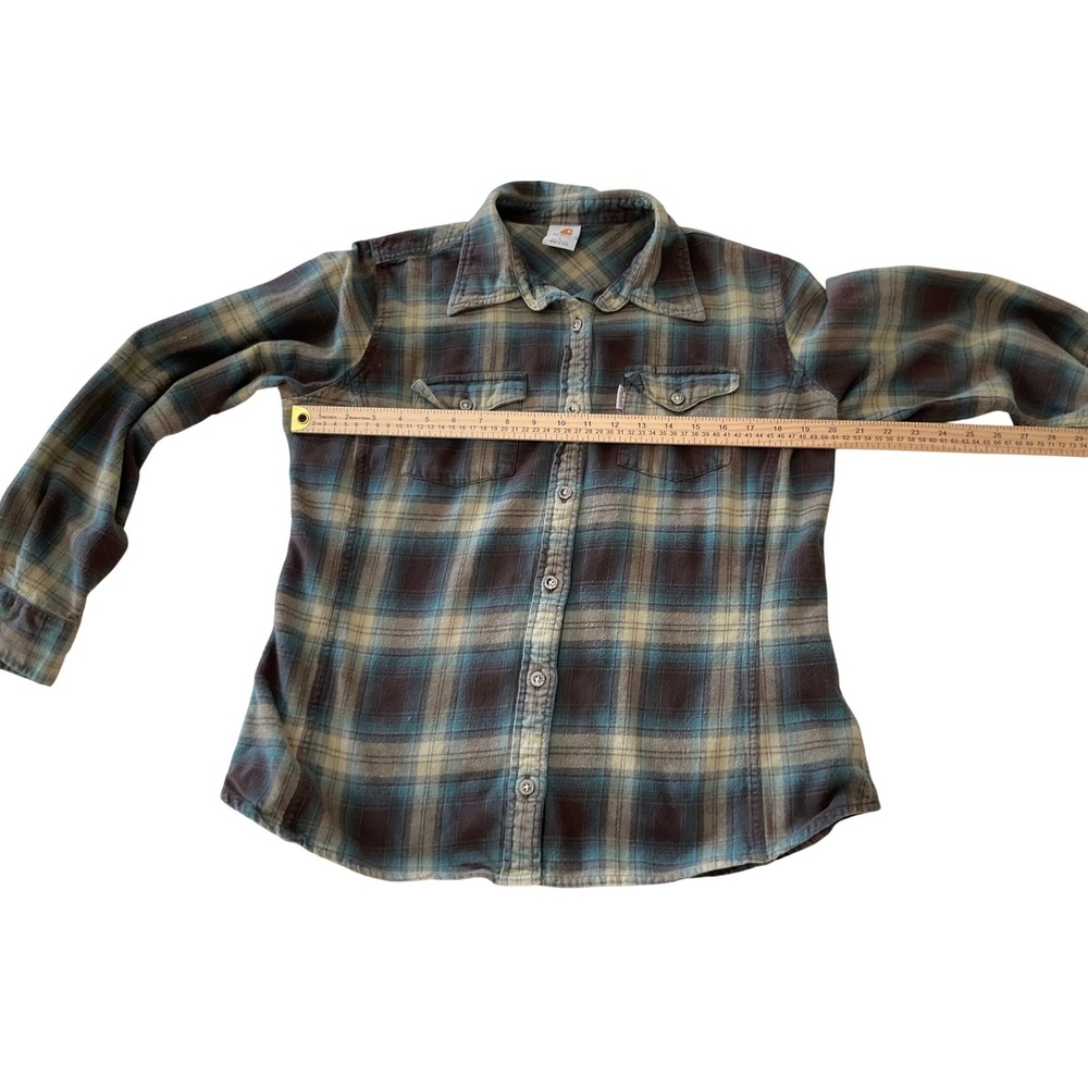 Carhartt Women Flannel Plaid Long Sleeve Button Up Shirt Jacket Casual Workwear